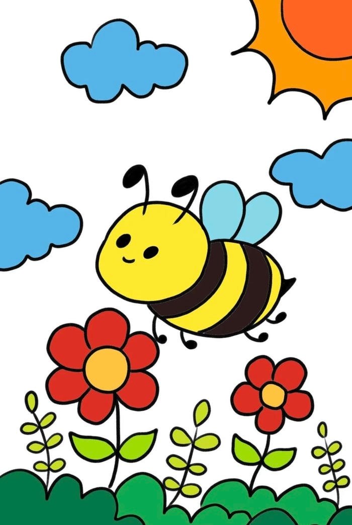 Hình ảnh tranh vẽ con ong gam vàng nổi trội