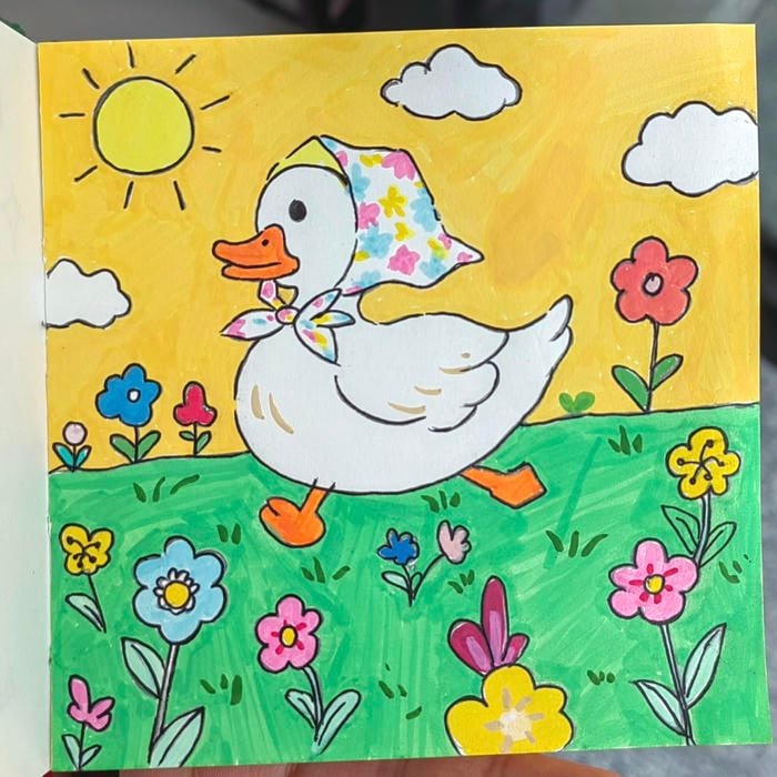 Hình ảnh tranh vẽ con vịt mang dáng vẻ dễ nhìn tổng thể