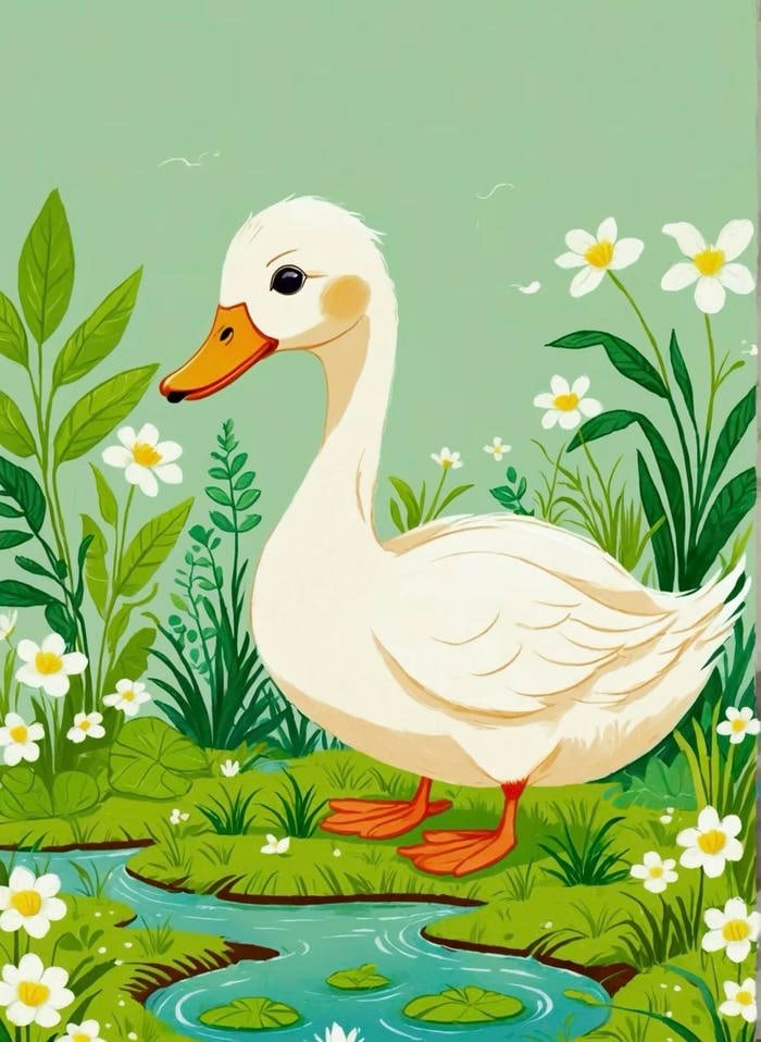 Hình ảnh tranh vẽ con vịt mang dáng vẻ khiến người xem chú ý
