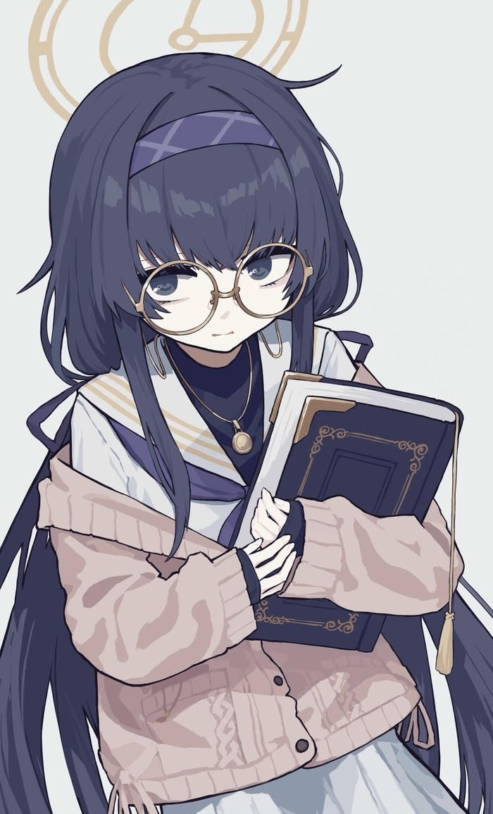 Hình anime đeo kính nét mặt chín chắn thanh tao