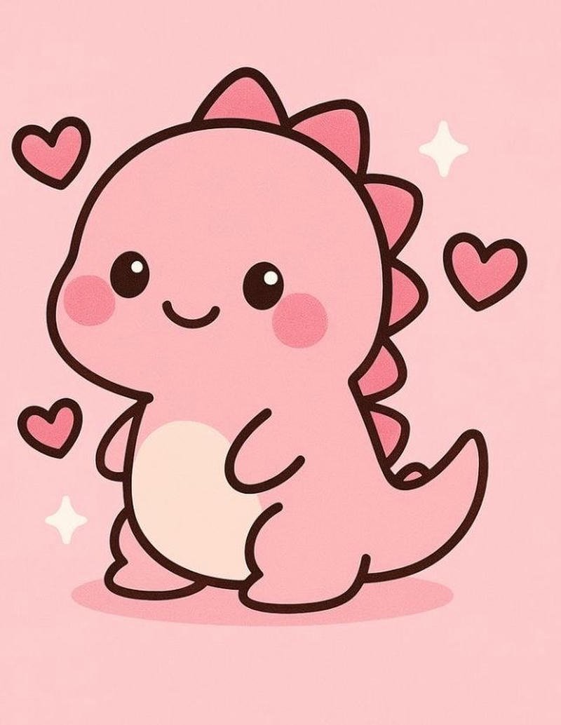Hình con rồng hồng dễ thương chibi con vật