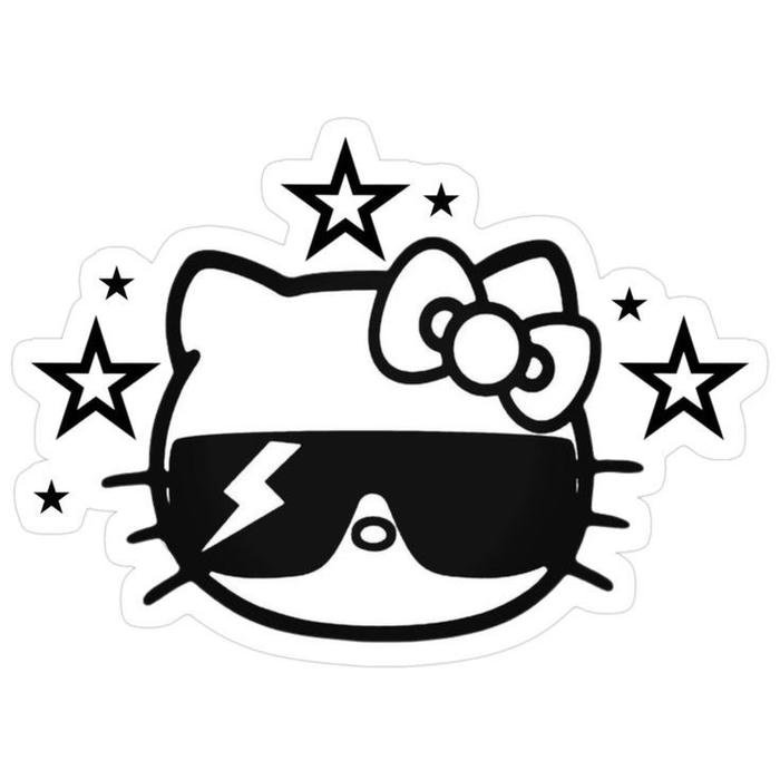 Hình hình sticker cute không màu đường nét mảnh mai