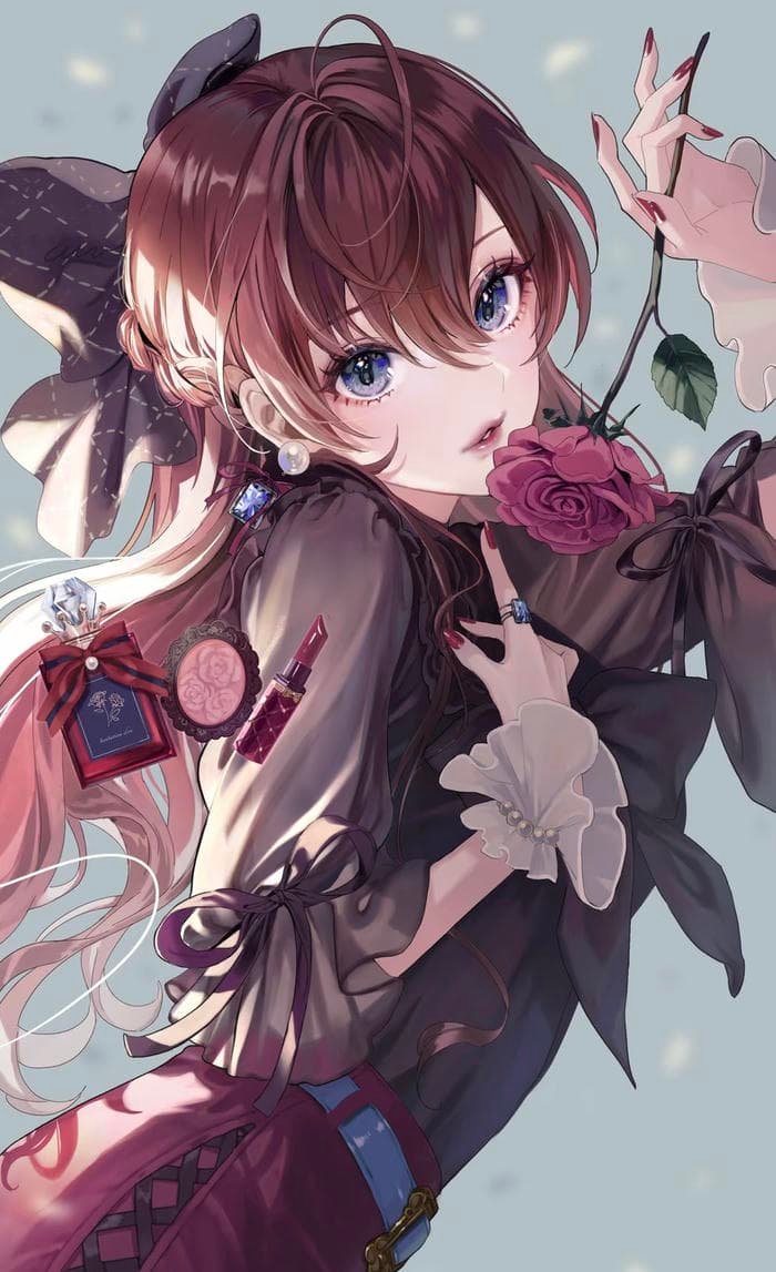 Hình nhân vật anime nữ vẻ ngoài dịu dàng nền nã