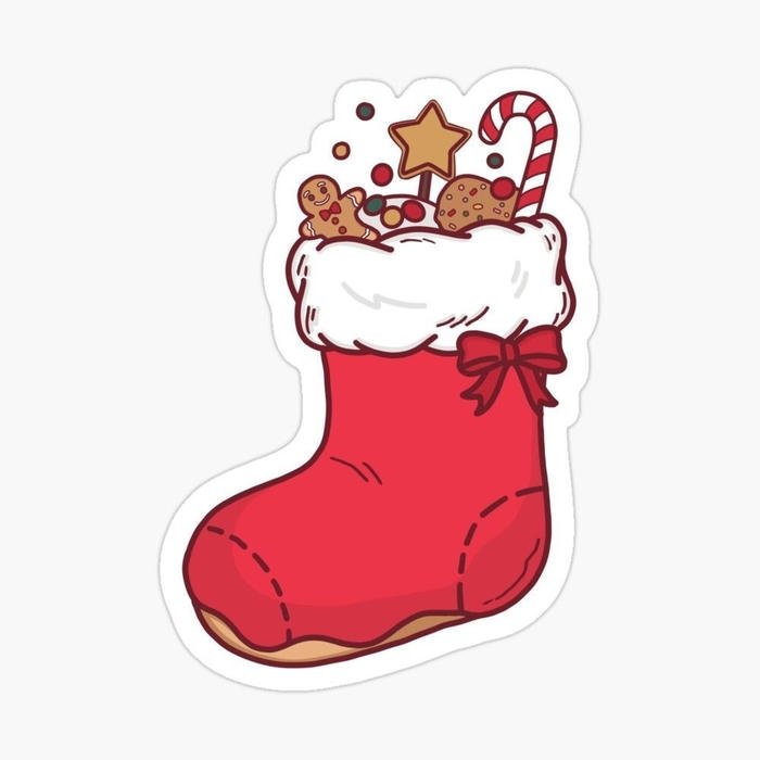 Hình sticker Noel sắc đỏ trắng nổi bật