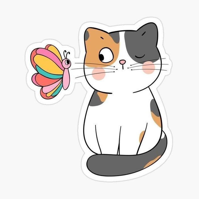 Hình sticker mèo phong cách dễ mến