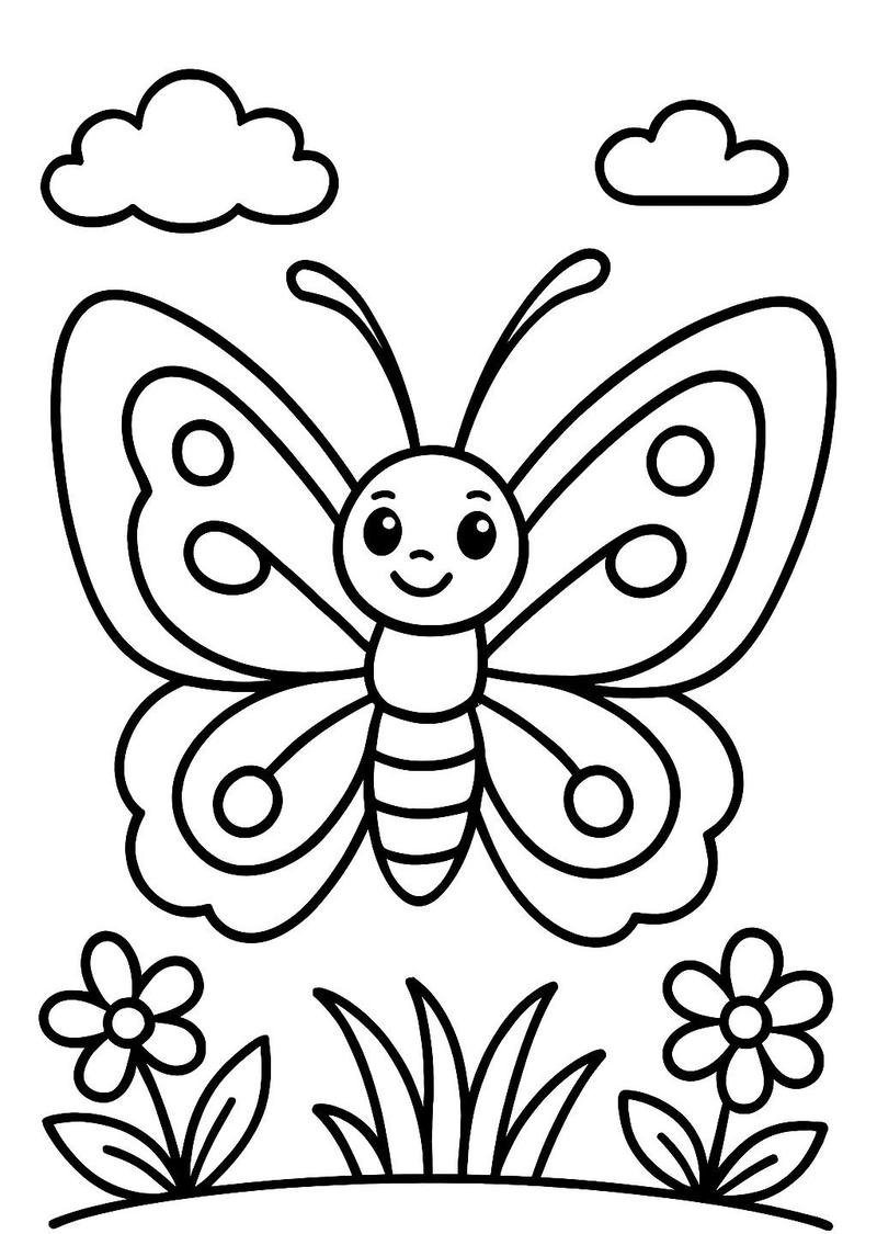 Hình tô màu con bướm đơn giản cho bé tập vẽ