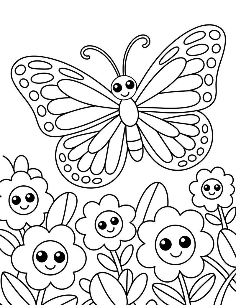 Hình tô màu con bướm đơn giản dễ tập tô