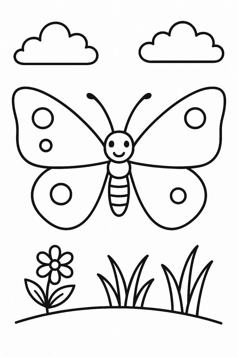 Hình tô màu con bướm với họa tiết cân đối