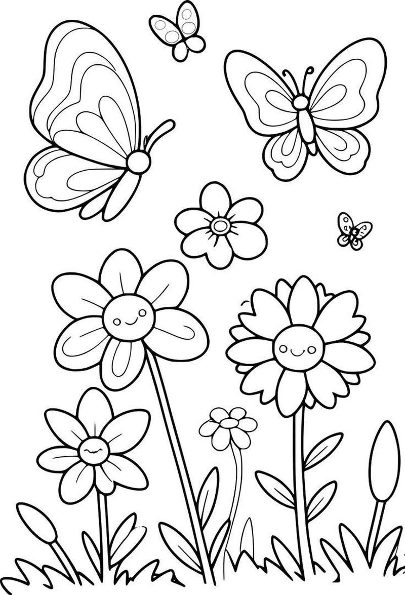 Hình tô màu con bướm với nét vẽ rõ ràng