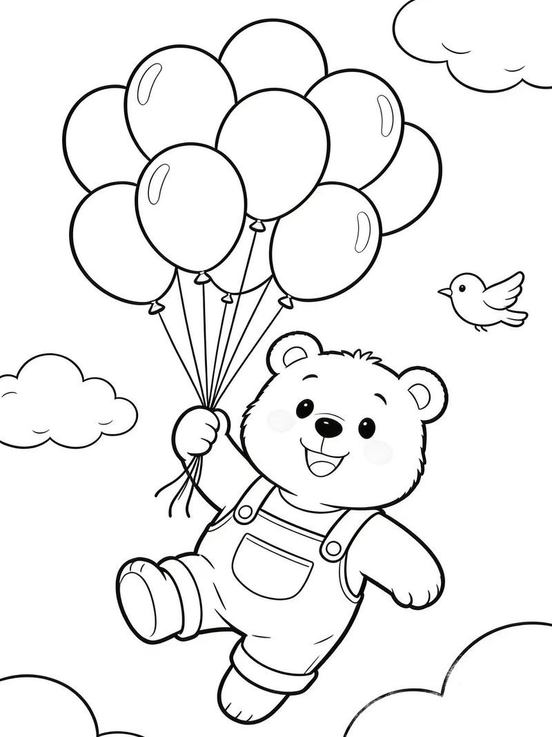 Hình tô màu con gấu cute giúp bé vui chơi