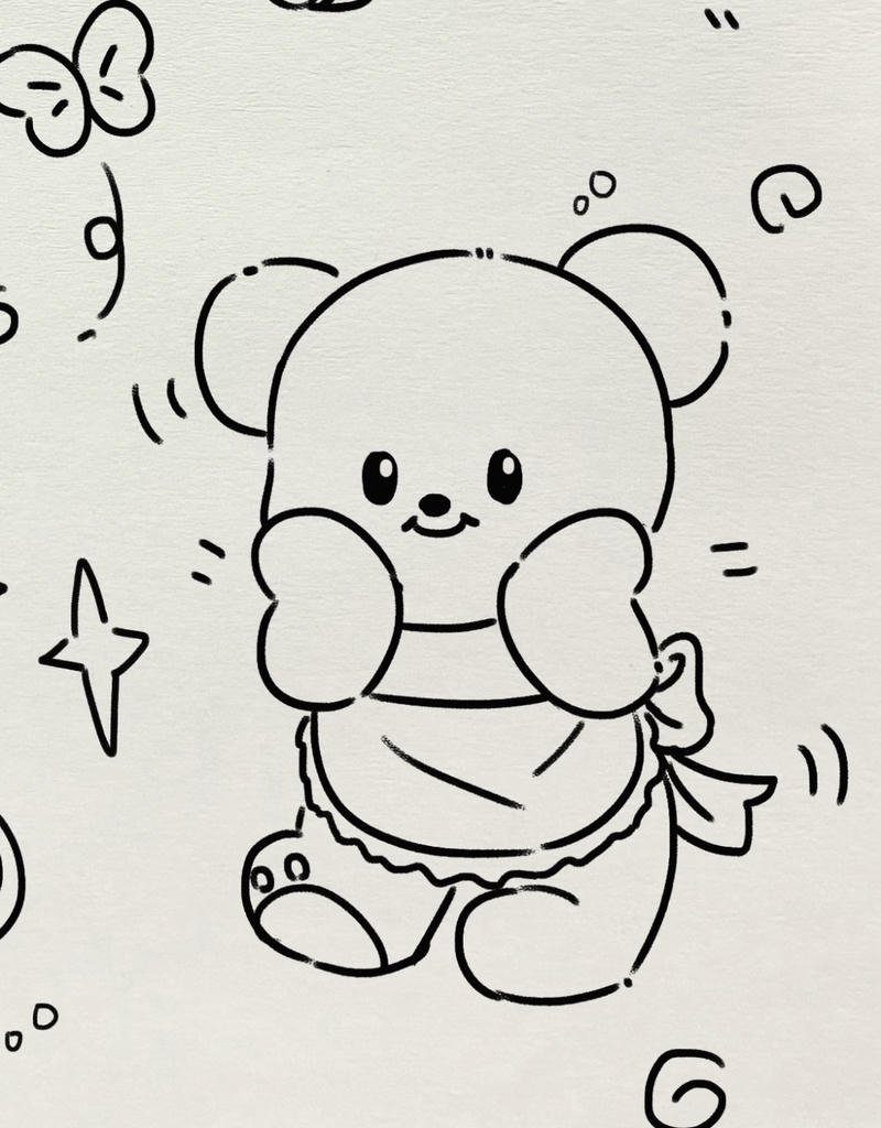 Hình tô màu con gấu đơn giản cho bé tập vẽ