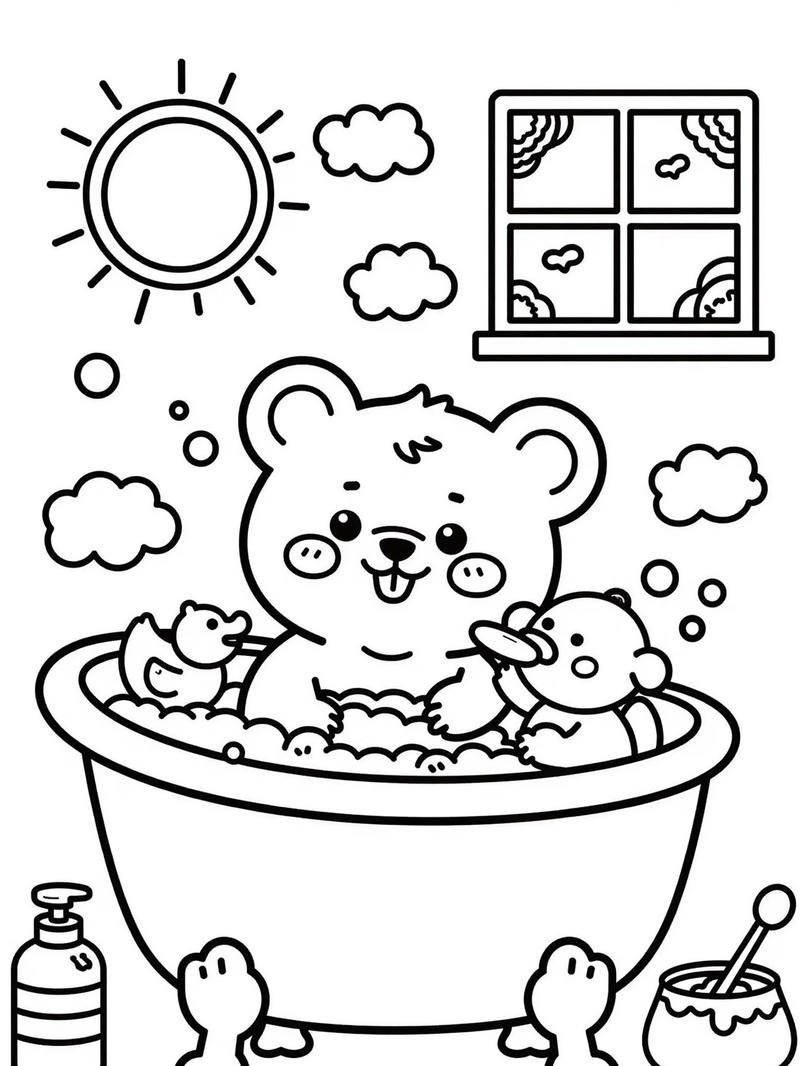 Hình tô màu con gấu đơn giản phù hợp trẻ nhỏ