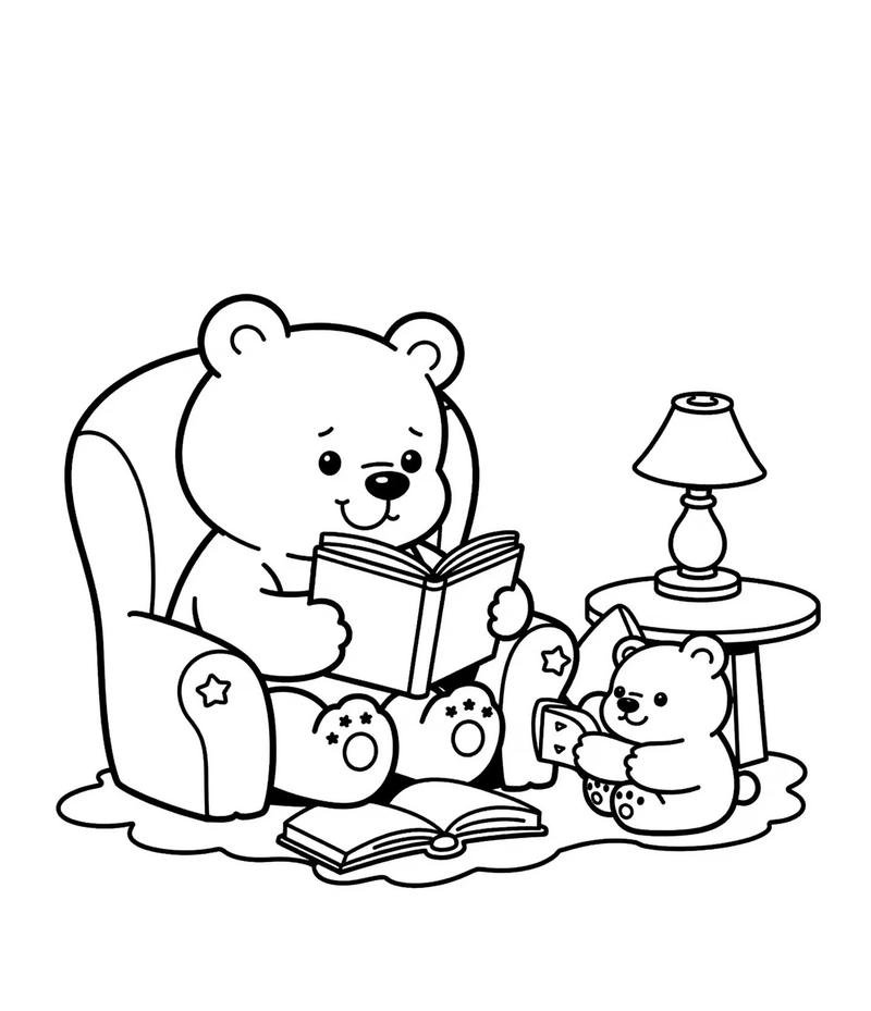 Hình tô màu con gấu với biểu cảm đáng yêu