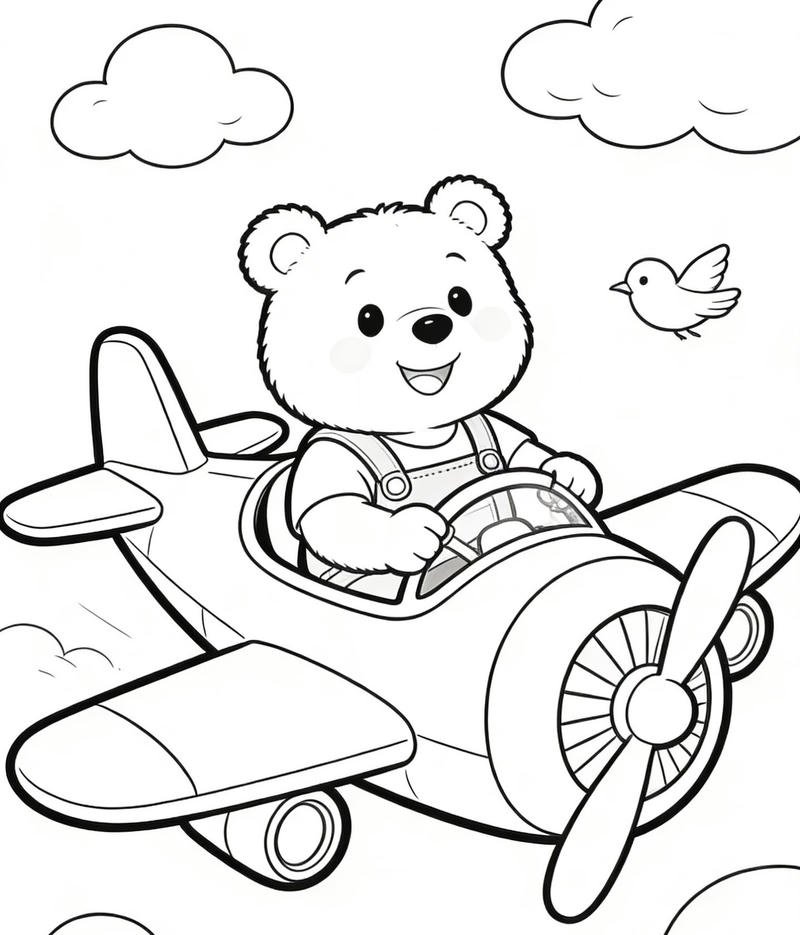 Hình tô màu con gấu với phong cách đáng yêu