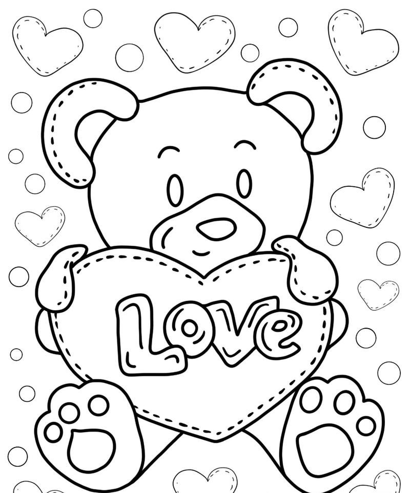 Hình tô màu con gấu với phong cách dễ thương