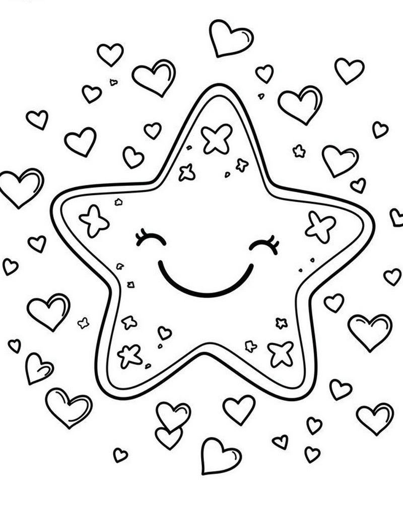 Hình tô màu ngôi sao với kiểu dáng xinh xắn