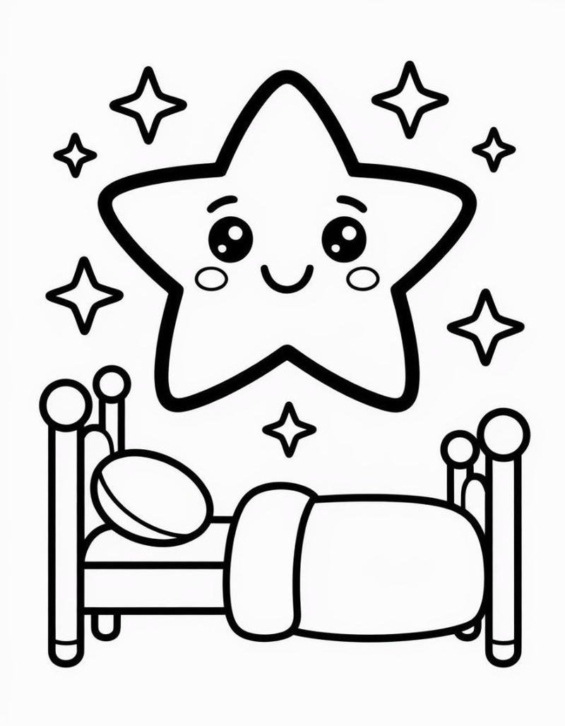 Hình tô màu ngôi sao với kiểu dễ thương