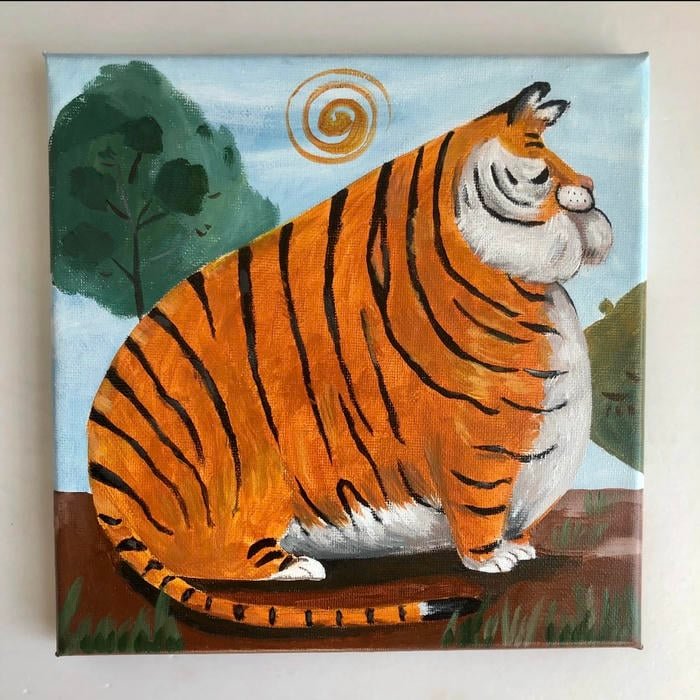 Hình tranh vẽ con hổ phong cách trừu tượng độc đáo