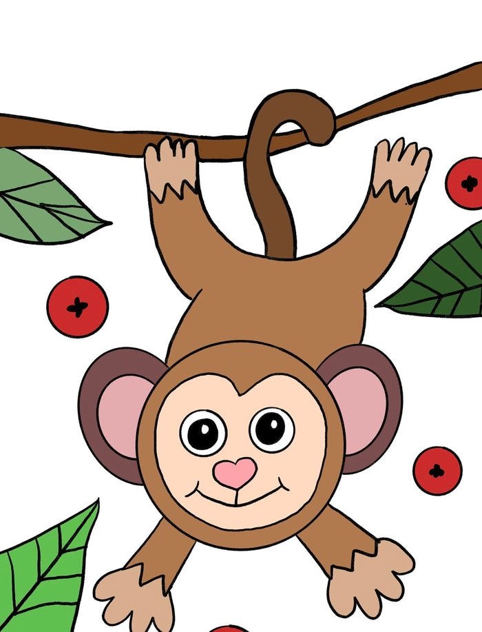 Hình tranh vẽ con khỉ ánh nhìn hiếu kỳ