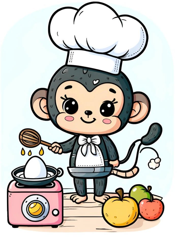 Hình tranh vẽ con khỉ chất liệu màu nước