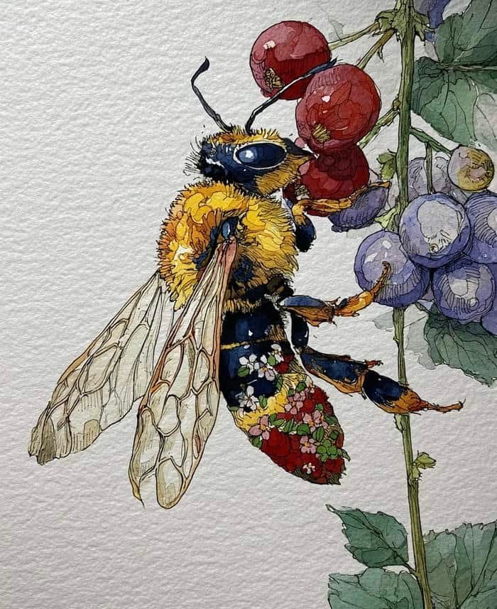 Hình tranh vẽ con ong chuyển động uyển chuyển