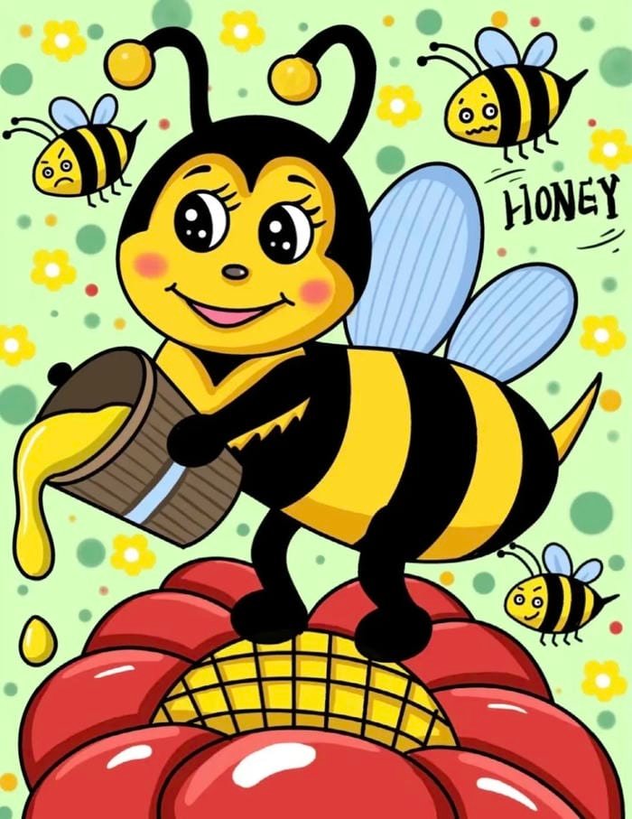 Hình tranh vẽ con ong dáng đậu yên bình