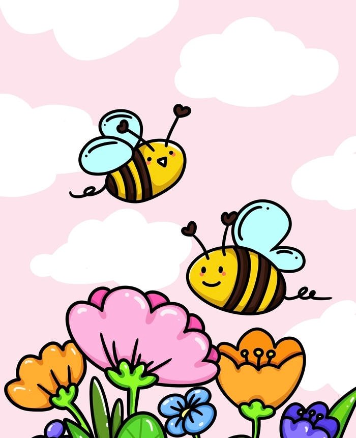 Hình tranh vẽ con ong phong cách tối giản