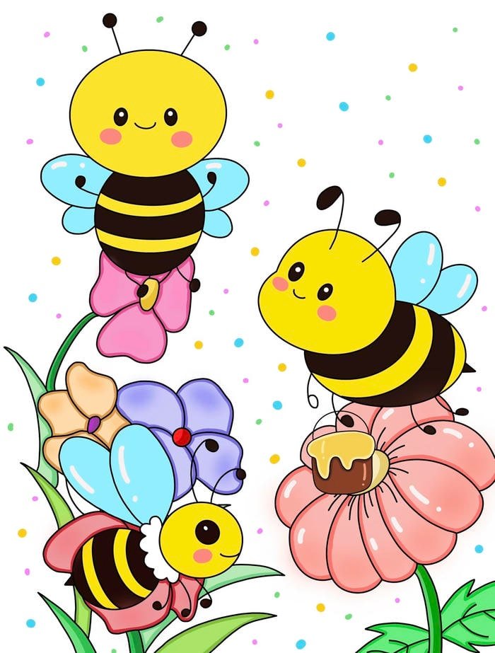 Hình tranh vẽ con ong sắc thái vui nhộn