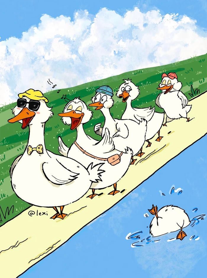 Hình tranh vẽ con vịt mang lại cảm nhận thị giác tích cực