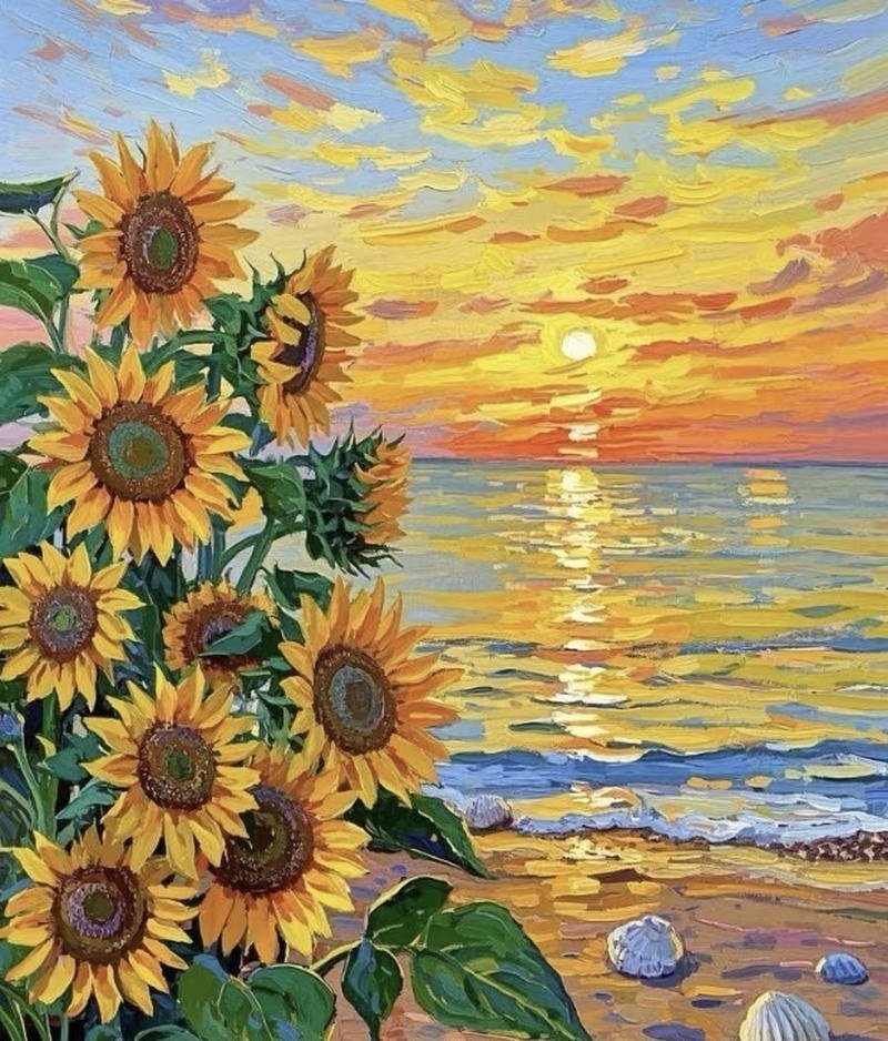 Hình vẽ hoa hướng dương mang sắc vàng tươi nổi bật