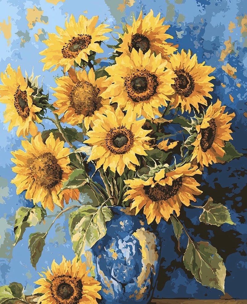 Hình vẽ tranh phong cảnh hoa hướng dương rực rỡ