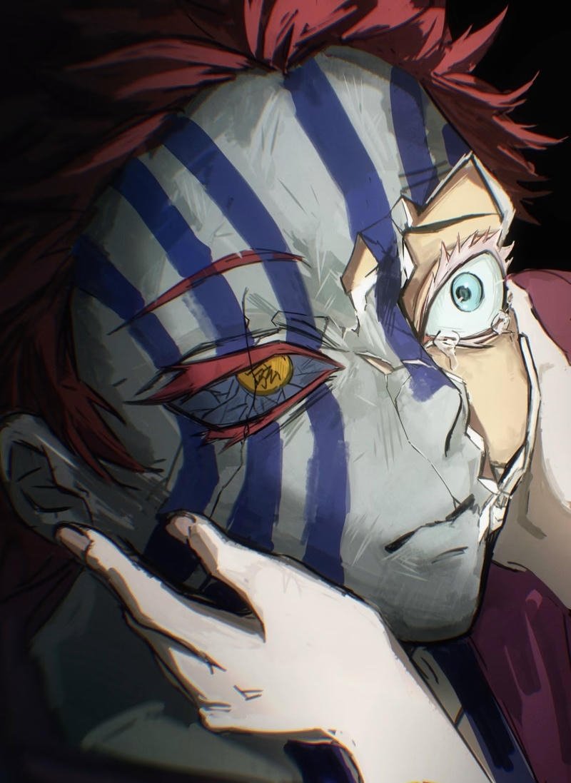 Hoa văn đặc trưng trên mặt trong ảnh Akaza