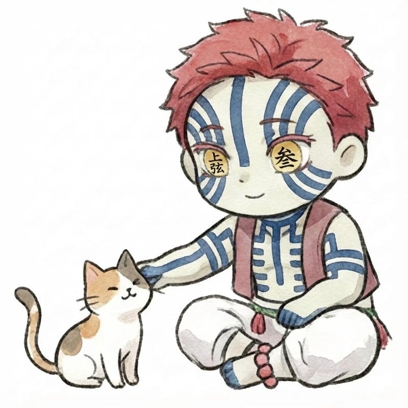 Hoa văn quỷ xanh trải dài khắp cơ thể trong ảnh Akaza