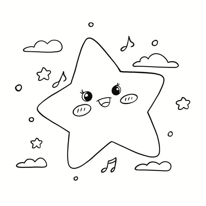 Ngôi sao tô màu cho bé dễ thực hành