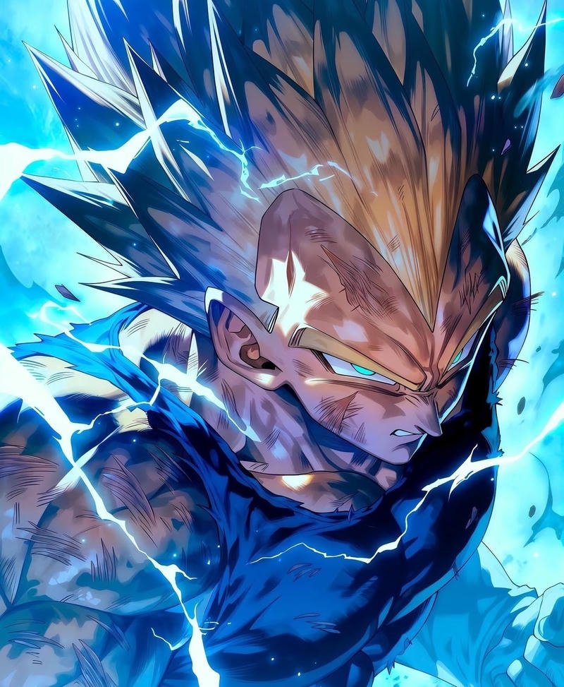 Nhân vật Vegeta trong tư thế chiến đấu mạnh