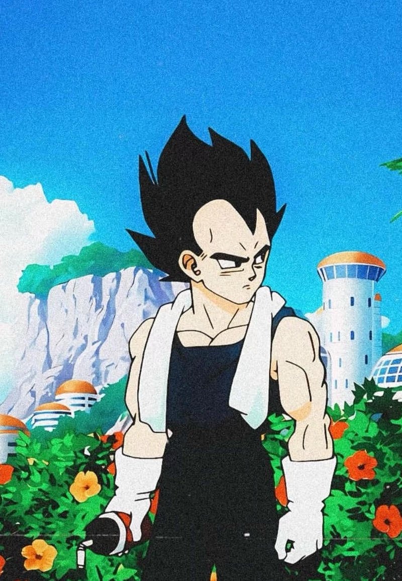 Nhân vật Vegeta với ánh mắt đầy quyết tâm