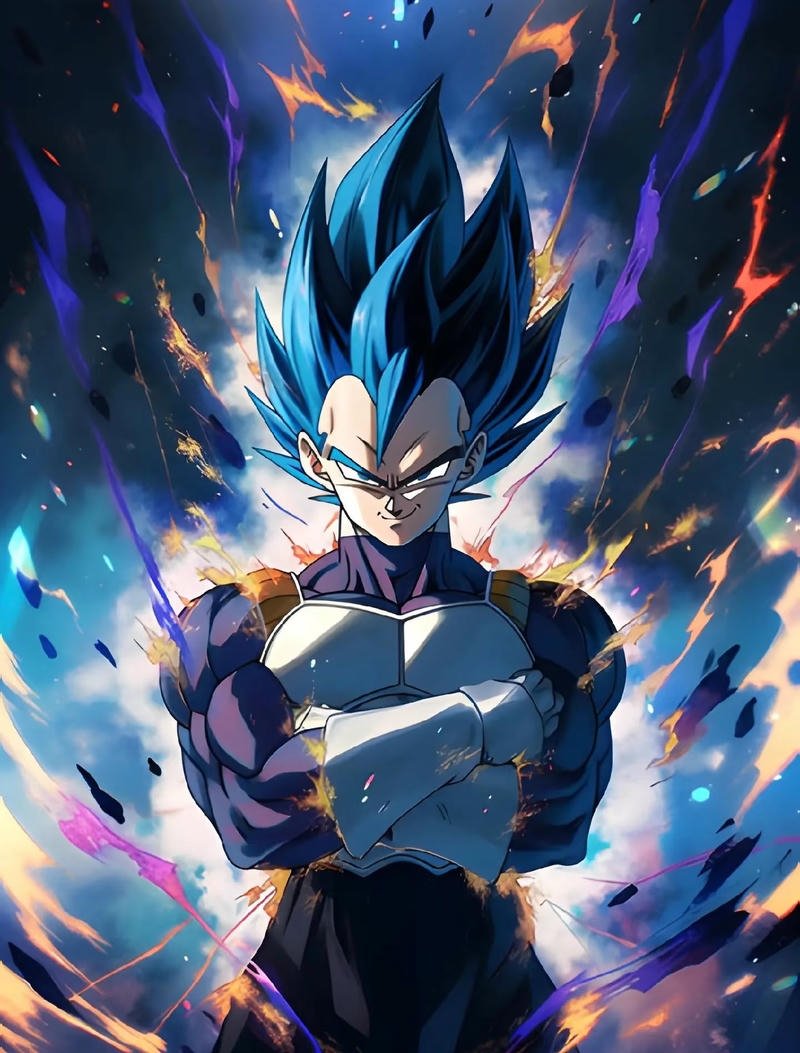 Nhân vật Vegeta với ánh nhìn kiêu hãnh mạnh mẽ