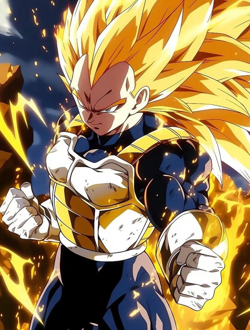 Nhân vật Vegeta với thần thái chiến binh mạnh