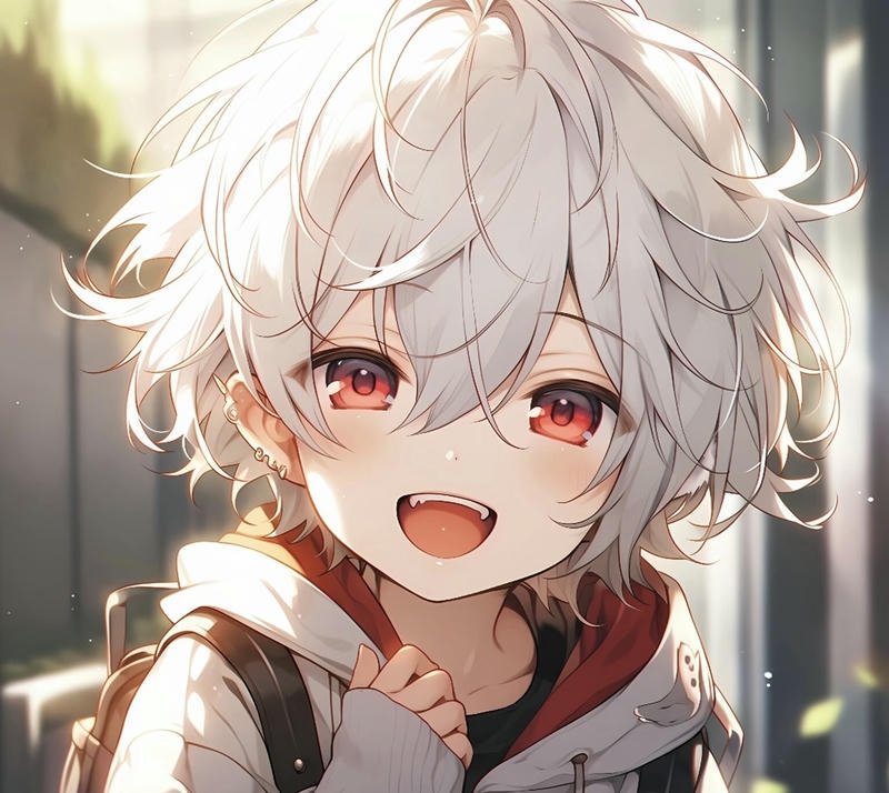 Nhân vật nam anime dễ thương với nụ cười