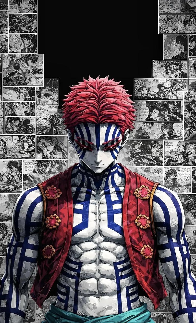 Sự hung dữ thể hiện qua nhân vật trong ảnh Akaza