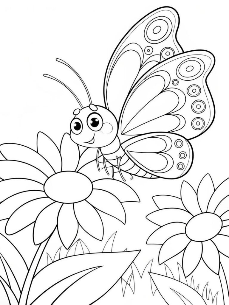 Tô màu con bướm với họa tiết cánh nổi bật
