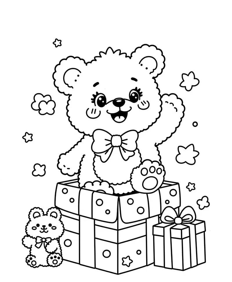 Tô màu con gấu dễ thương phong cách đáng yêu