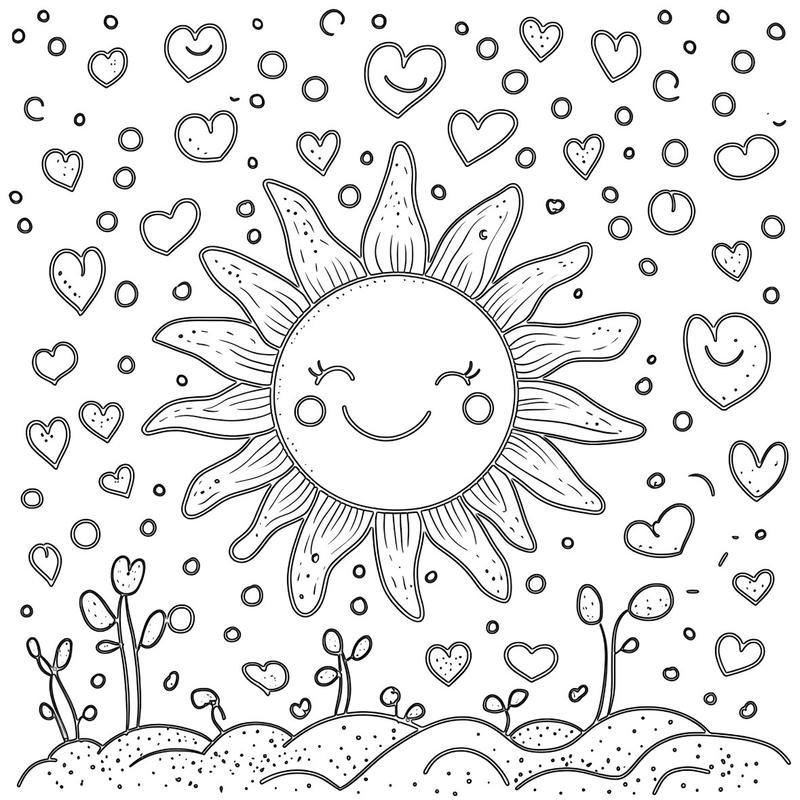 Tô màu đám mây và ông mặt trời nhẹ nhàng