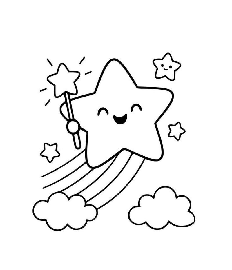 Tô màu ngôi sao 5 cánh với hình quen thuộc