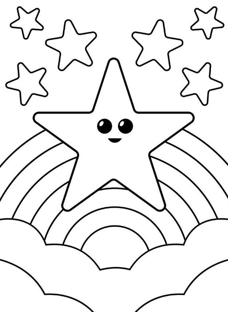 Tô màu ngôi sao cho bé với hình dễ tô