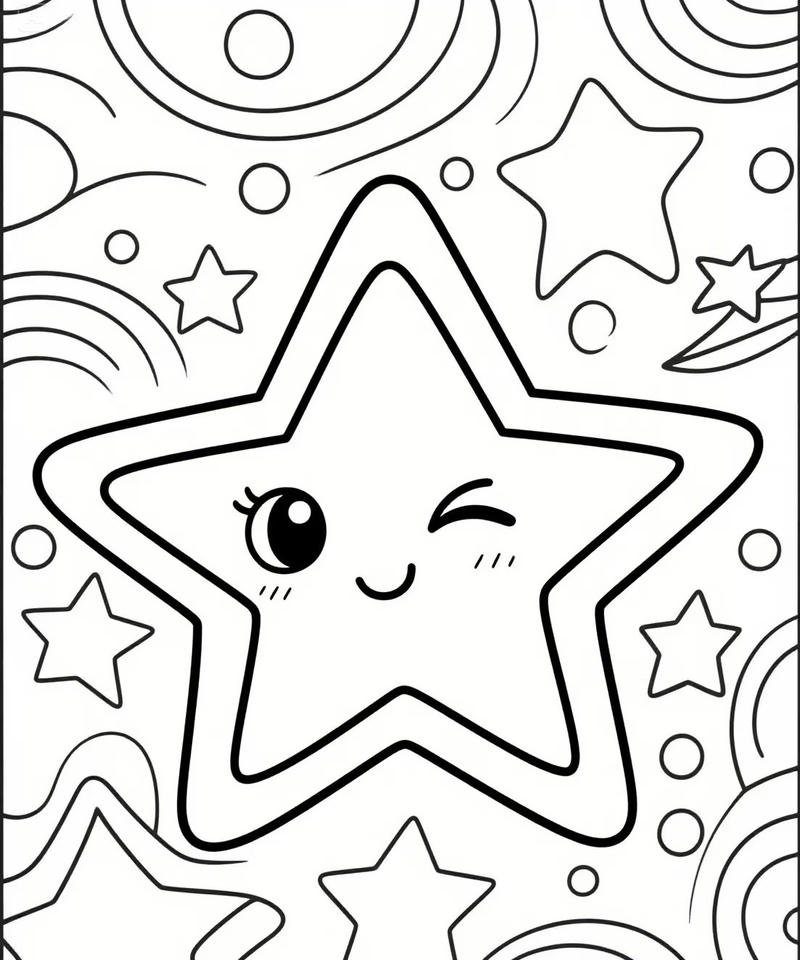 Tô màu ngôi sao đơn giản cho bé tập tô