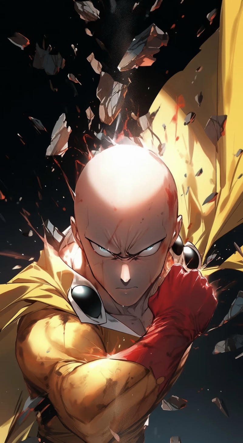 Trang phục vàng nổi bật trên ảnh Saitama