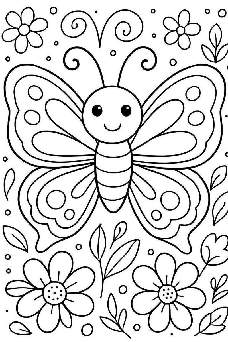 Tranh con bướm cho trẻ tô màu dễ thực hành
