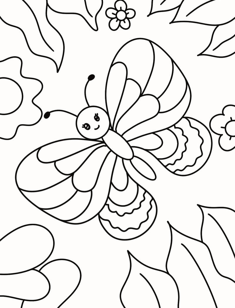 Tranh con bướm cho trẻ tô màu với nét vẽ rõ