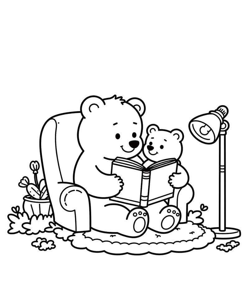 Tranh con gấu cho trẻ tô màu dễ sử dụng